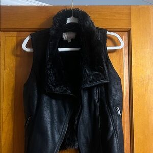 Banana Republic Black Faux Fur Vest
